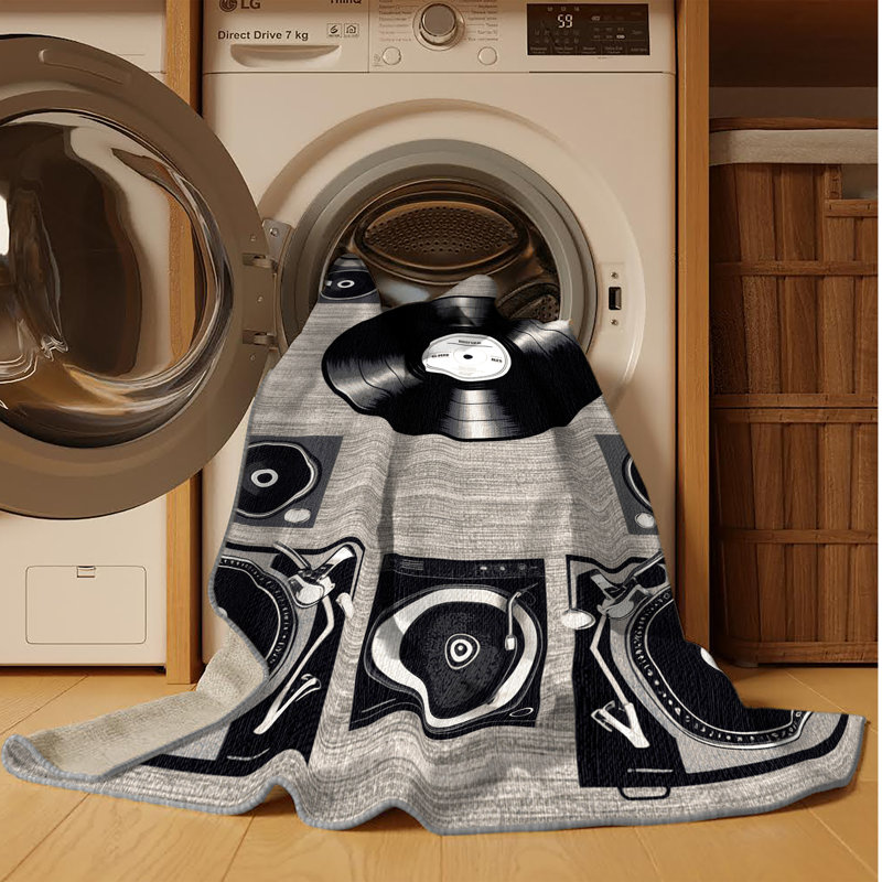  Tapis lavable avec disques vinyle, Rectangle 7 pi x 9 pi
