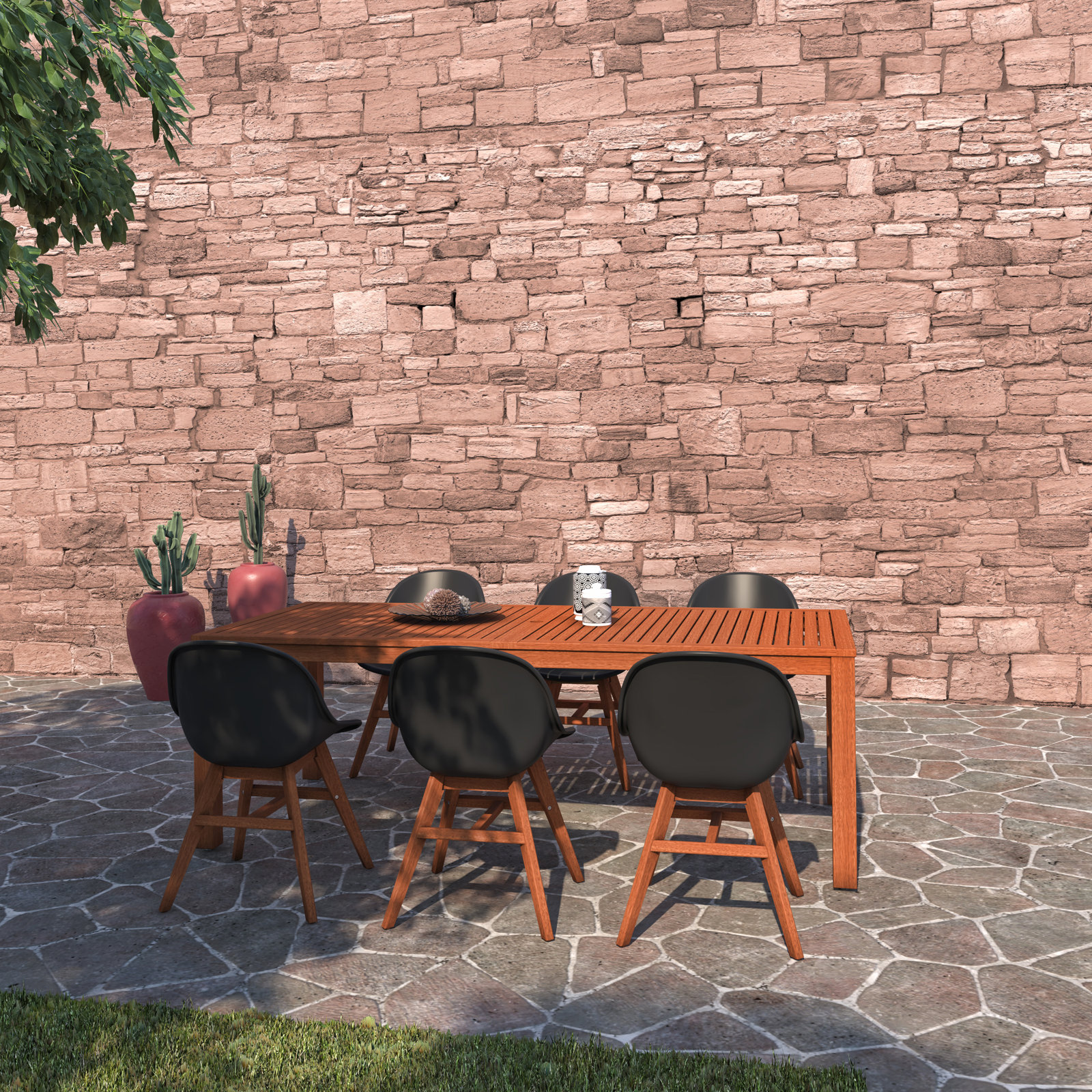Anautica 85" Eucalyptus Patio Dining Set