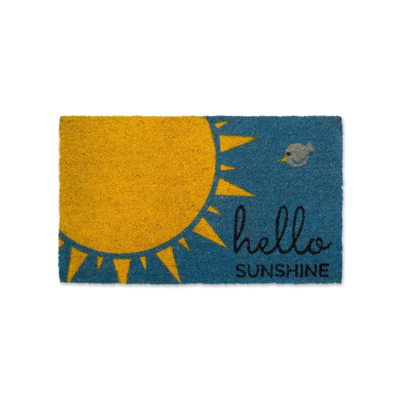 Paillasson Natural Coir, bonjour 17 x 29, Hello Sunshine, bleu