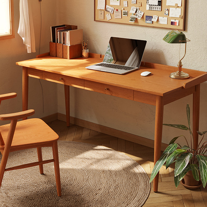 Cherry Rectangular Solid Wood desks, 29.53" H x 55.12" W x 24.41" D