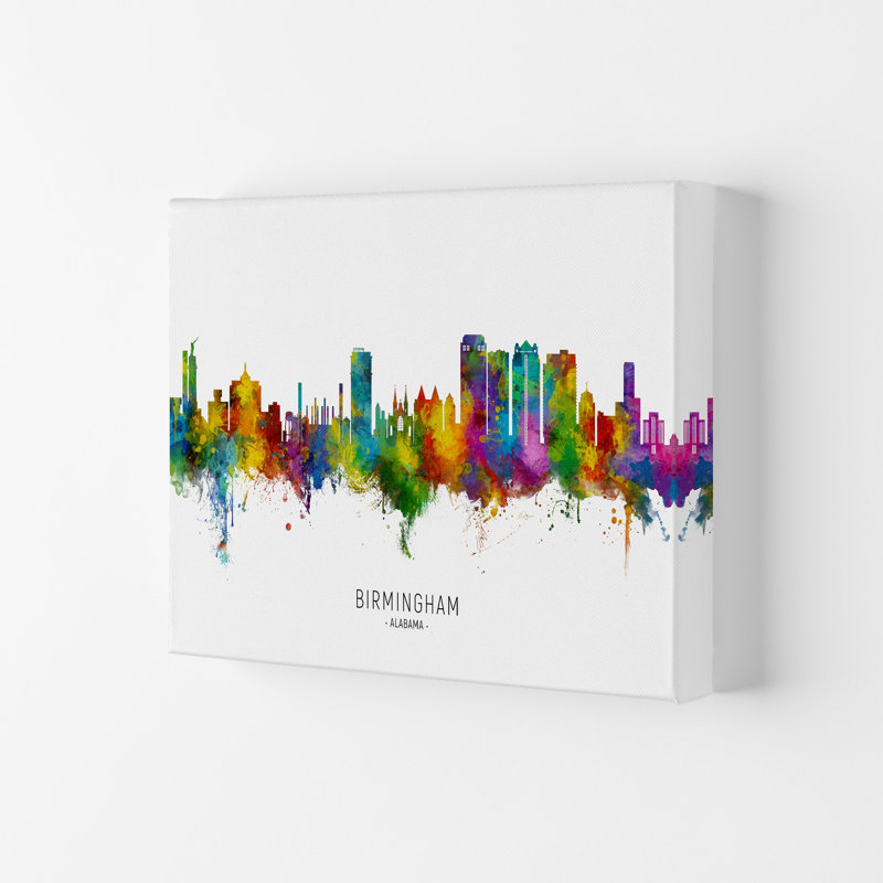Birmingham Alabama Skyline by Michael Tompsett - Print, 42cm H x 59.4cm W x 4cm D, Wrapped Canvas