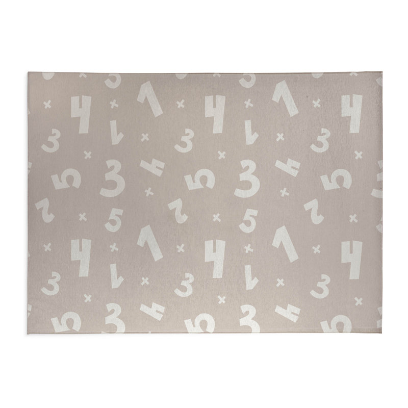 Numbers Kids Play Mat, Taupe/Ivory, Rectangle 2' x 3'