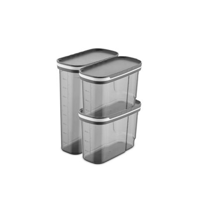 Durable Storage Box Set (3 Pieces), Anthracite Color, Large: 3.8 x 7.7 x 10.2 inches | Medium: 3.8 x 7.7 x 5.1 inches | 100% BPA Free Plastic, Dishwasher Safe | Organize Your Home, Kitchen & Office Efficiently