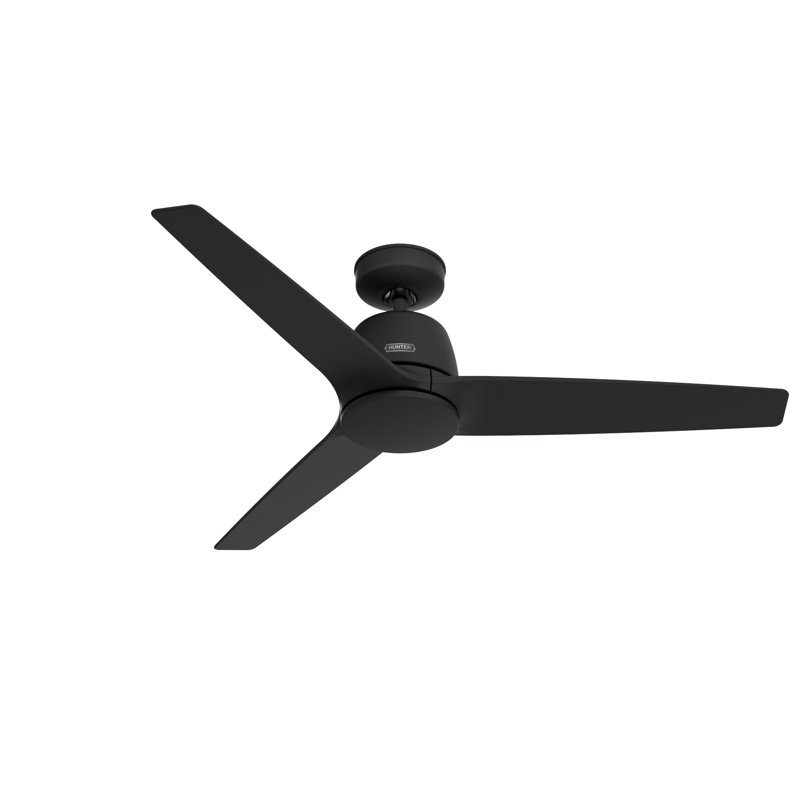 52" Jasmine Roth 3 - Blade Standard Ceiling Fan with Remote, Matte Black