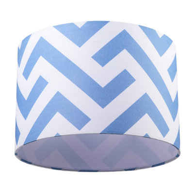 20 cm H Round Cotton Lamp Shade ( No Direct Attachment Method ) in Blue