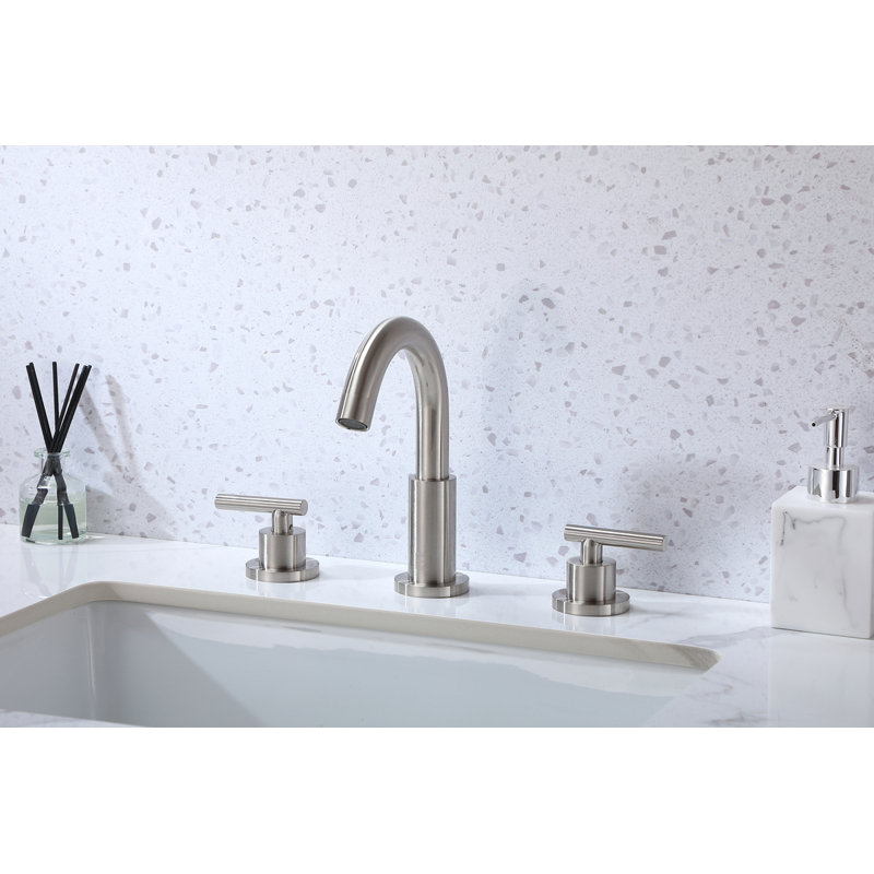 Robinet pour salle de bain à 2 poignées Leah, Nickel brossé