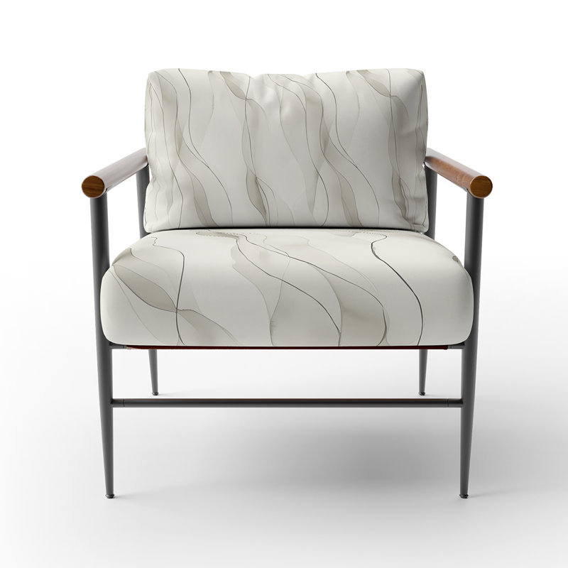 Fauteuil décoratif abstrait - Fauteuil gris Quiet Lines, Bras ronds bruns