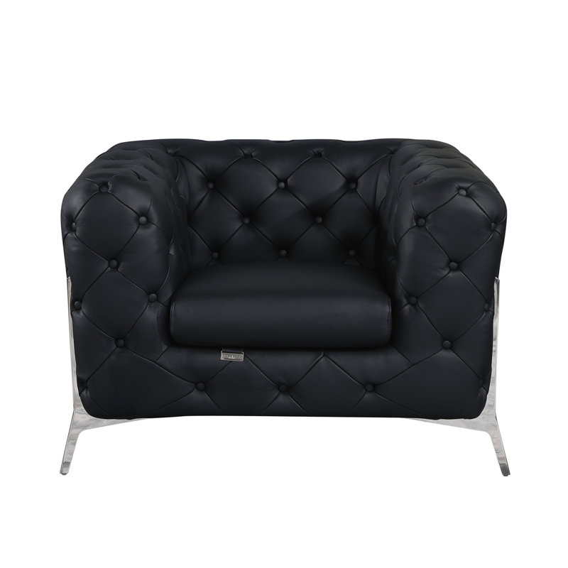 Chaise 100% cuir italien Top Grain, Noir