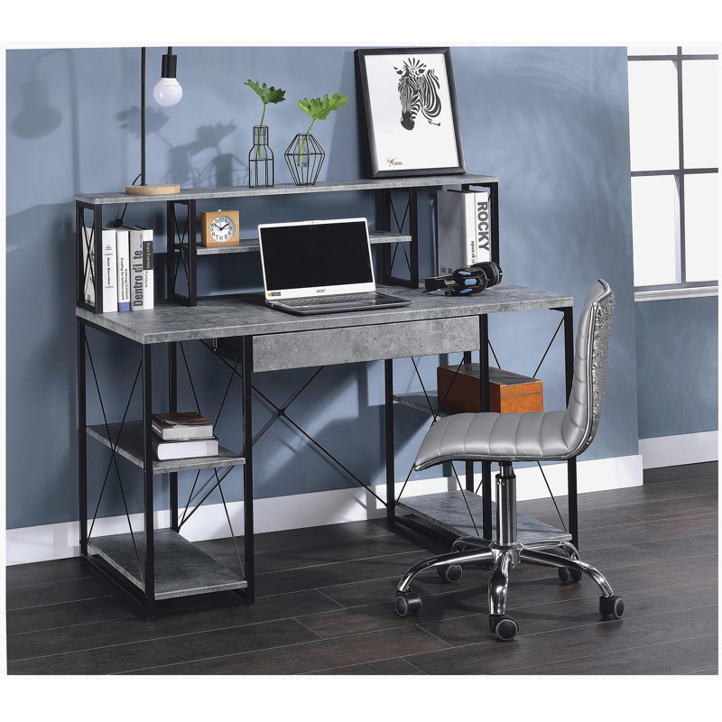 Amiel Full-Function Grey Treatment Writing Desk