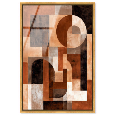 «Terracotta Geometric», reproduction d'art acrylique encadrée par Art Remedy, cadre doré, 30 x 45