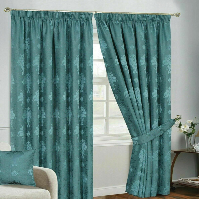 Aadvik Cotton Blend Blackout Curtain Pair, 168 W x 137 D cm, Teal