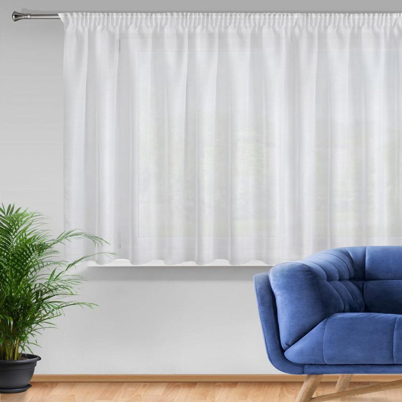 Rebecca Eyelet Single Curtain, White Tape, 250cm H x 140cm W