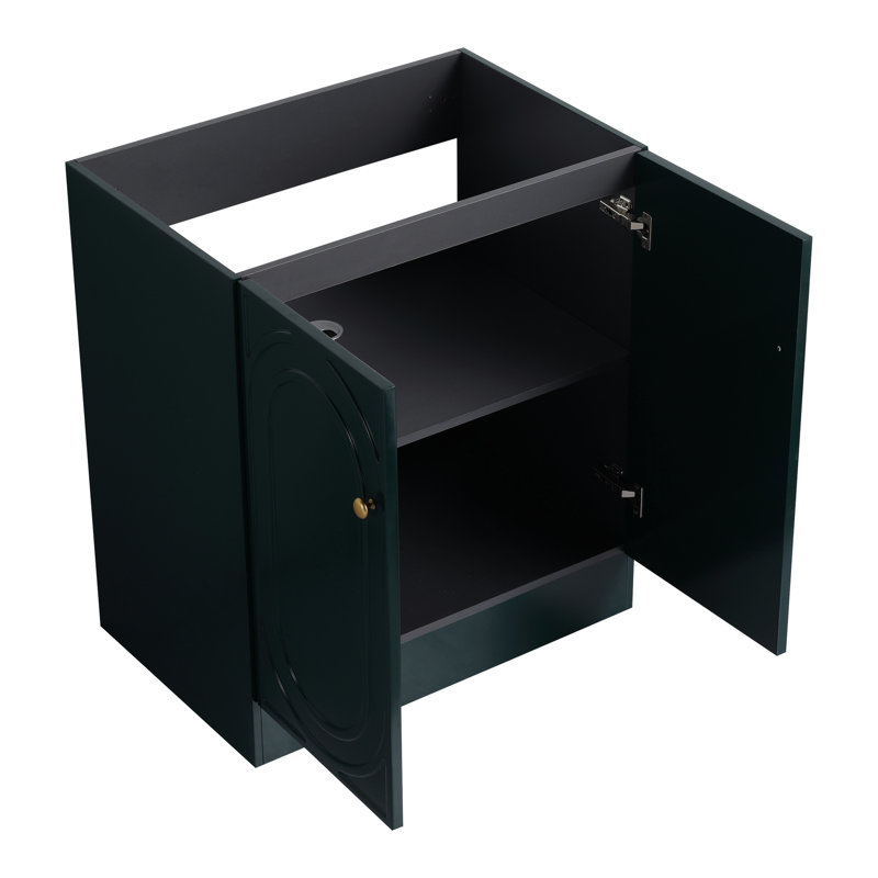 Meuble-lavabo foncé 30 po avec portes à fermeture douce et armoire pratique - Tablette extérieure moderne, Vert foncé, 30"