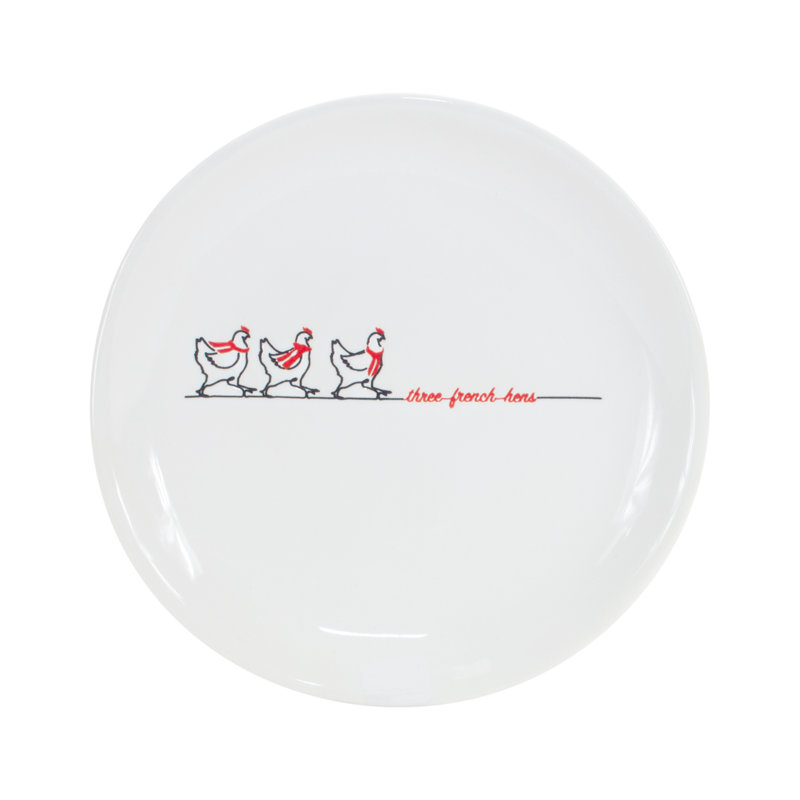 Assiette en grès trois poules françaises