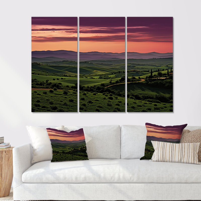 Toscane Twilight - ensemble de décoration murale vin, Toile tendue, H 40 po x l 60 po x P 1 po