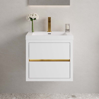 Wall-Mounted Bathroom Vanity with Sink, Floating Storage Cabinet, Ideal for Bathroom Organization and Hassle-Free Installation