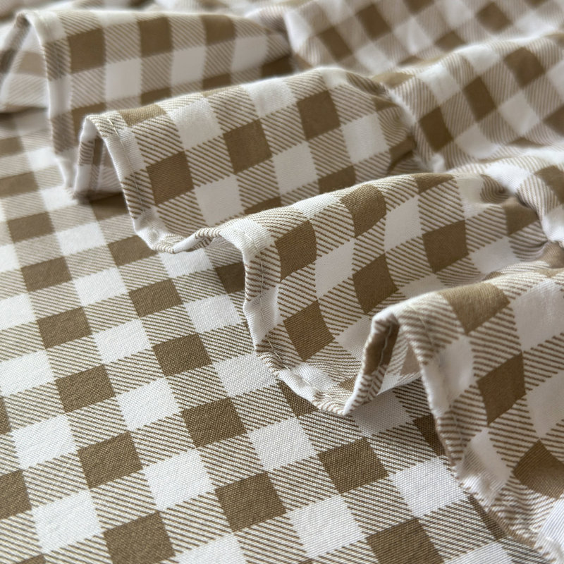 Ensemble de draps Gingham Ruffle, Guingan brun clair, Très grand lit
