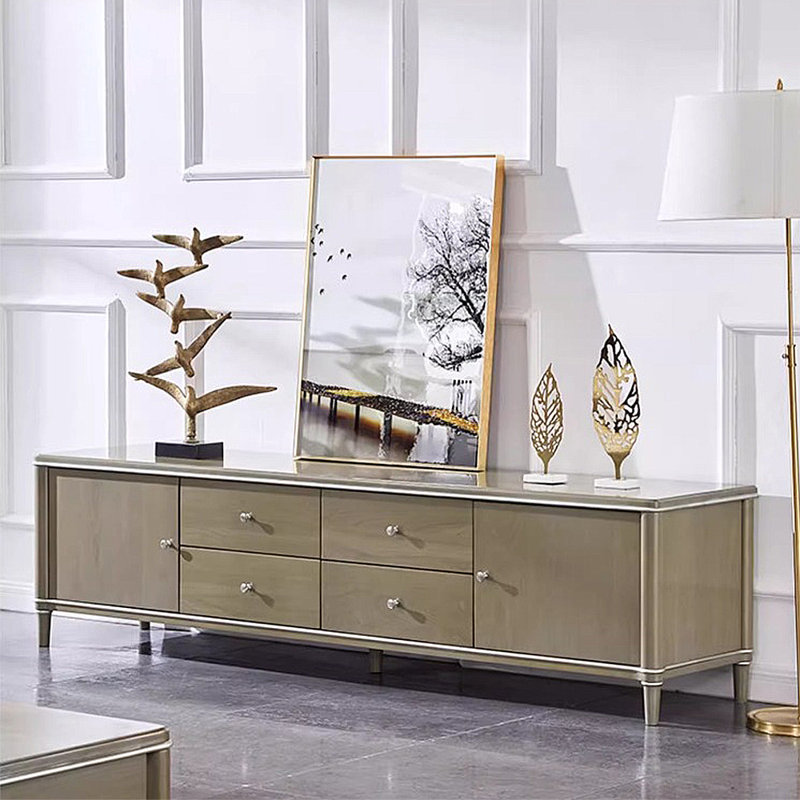 Meuble télé américain avec rangement simple, Gris clair