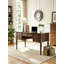 Bureau de style rustique vintage en bois massif avec tiroirs de rangement, table d'écriture à pieds tournés pour bureau à domicile-129346707-129346708