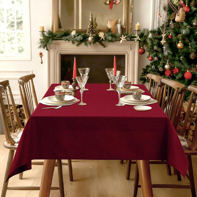 Nappe en imitation lin (1 pièce) pour salle à manger, texture lin, infroissable et antitache, résistante et lavable, idéale pour la cuisine, les fêtes et la décoration intérieure.