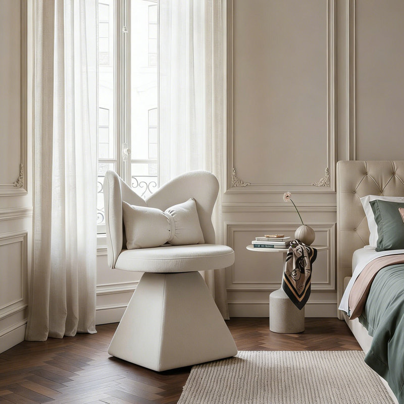 Chaise d'appoint de style moderne avec dossier papillon, pour chambre à coucher, salon, salle à manger, bureau, Blanc