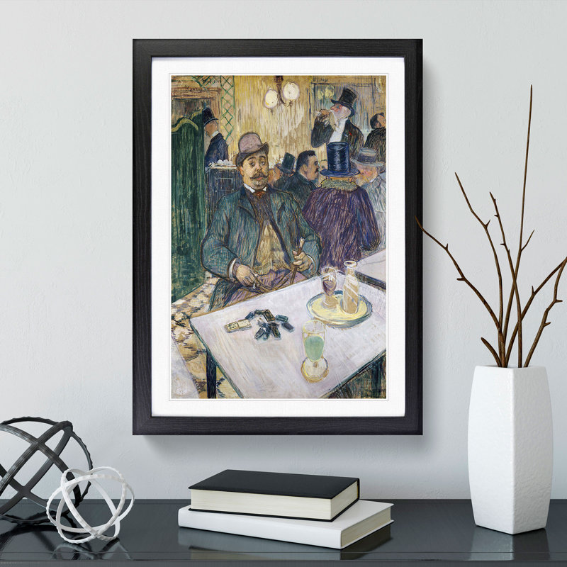 Monsieur Boileau at the Cafe by Henri De Toulouse-Lautrec - Picture Frame Painting, 48cm H x 36cm W x 2cm D, Black