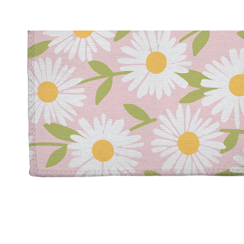 Tapis de cuisine léger Sweet Daisy, Rectangulaire 2 pi x 3 pi, Rose
