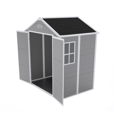 6*5 Feet Resin Storage Shed, High Quality Pp Material, Extra Large Storage Space, 12Mm Thick Pp Board Gray