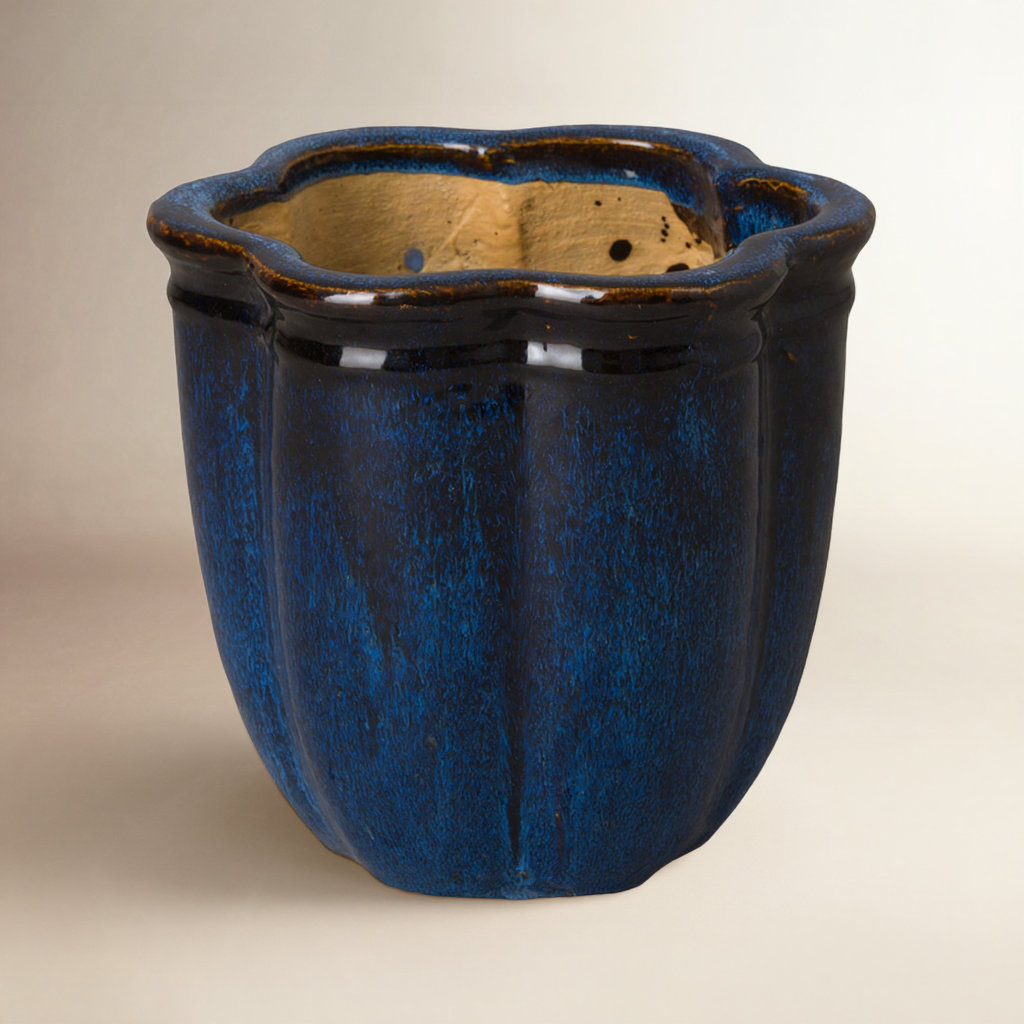 Prathersville 20" Ceramic Pot Planter, Blue, 10" H x 12" W x 12" D