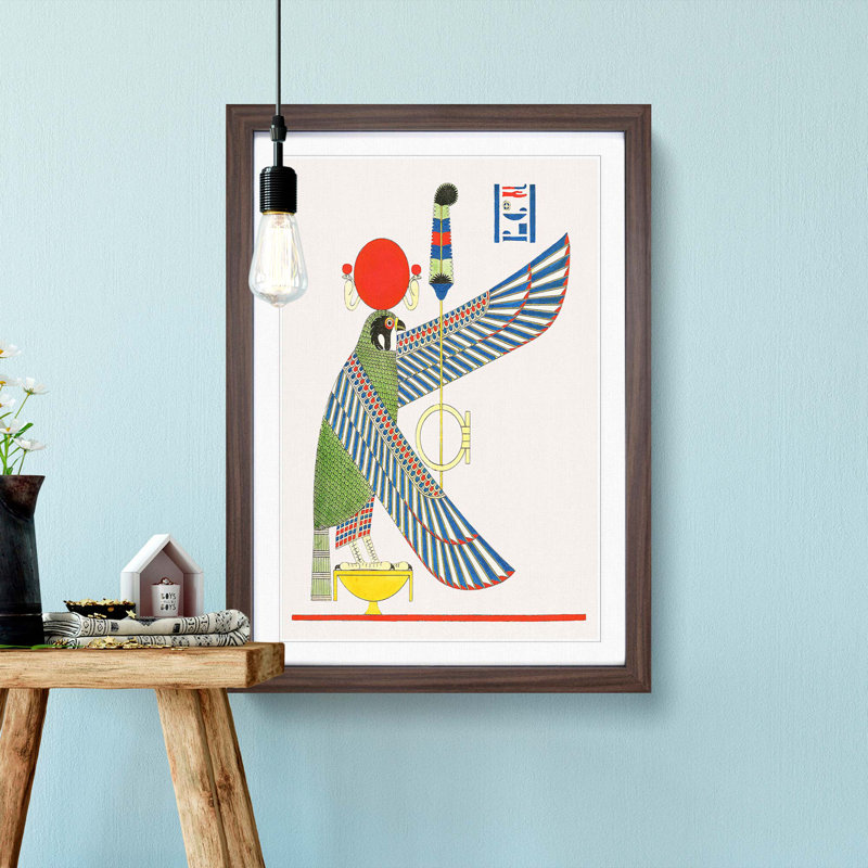 Egyptian Hawk by L. Dubois - Framed Print, 36cm H x 27cm W x 2cm D, Walnut Framed