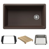 Inteos SILGRANIT 33" Single Bowl Reversible Undermount Workstation Kitchen Sink