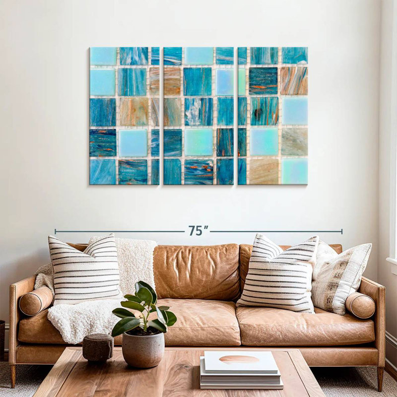 Kerner Aqua Mosaic Tiles, 36" H x 57" W