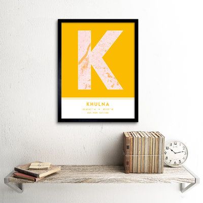 Khulna City Map Khulna Yellow - Single Picture Frame Typography