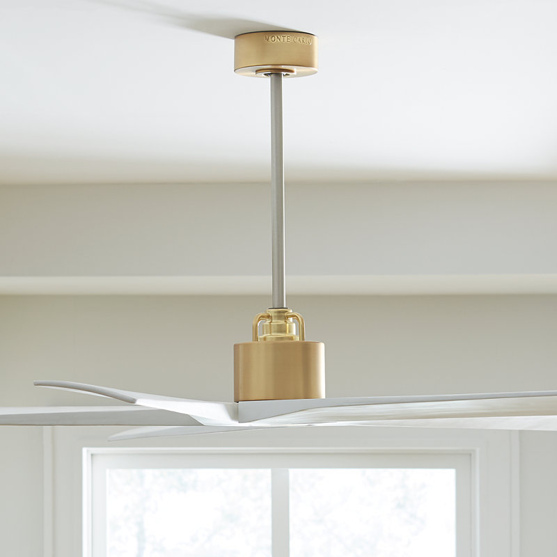 Aspen, 56" Wide, Burnished Brass with Matte White Blades