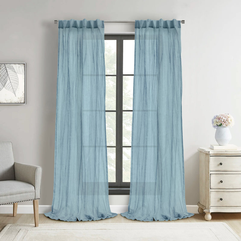 Shepardsville Sheer Curtain Single Panel, 52" W x 108" L, Blue