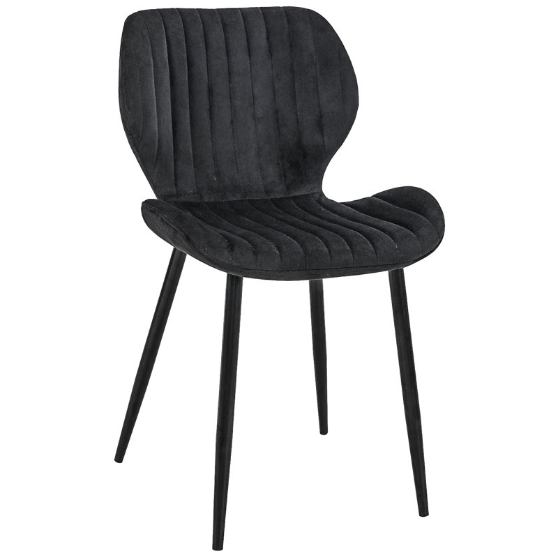 Garrettsville 47cm H Tufted Velvet Upholstered Upholstered Back Side Chair in Black
