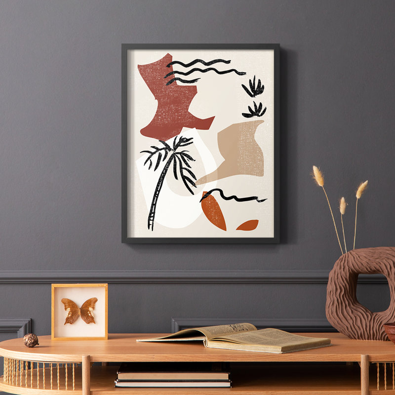 «Soft Palms II», reproduction encadrée - bois massif, Cadre simple noir, H 28 po x l 22 po