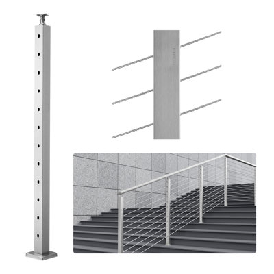 VEVOR Cable Railing Post Steel 30° Angled for Stairs with Pre-Drilled Holes