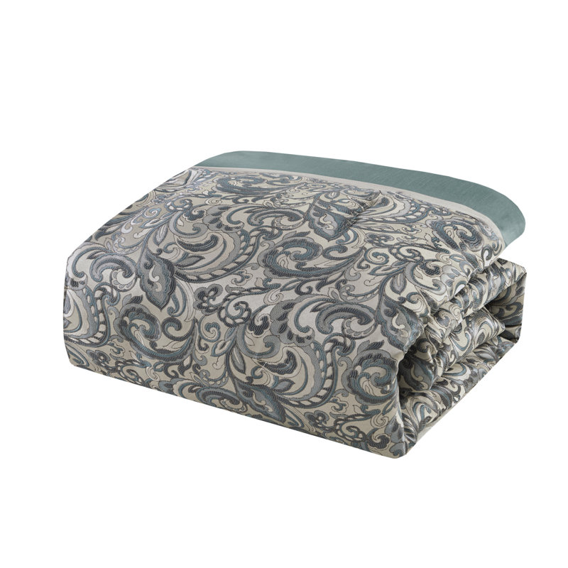 Ensemble de literie de luxe 24 pièces Brystol, Édredon très grand californien + 23 pièces supp, Bleu sarcelle