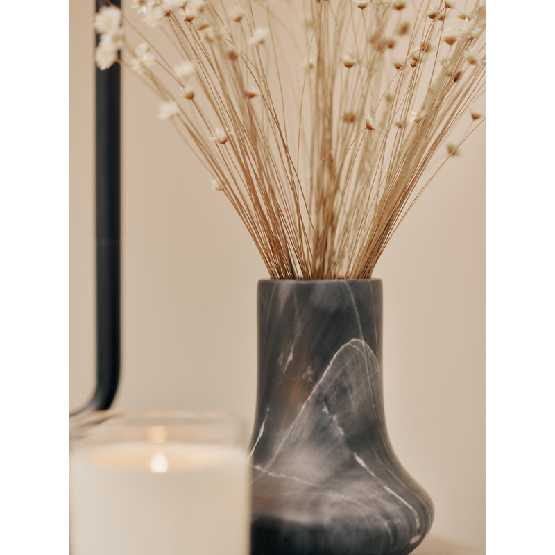 Jasper Marble Vase Small (Black), 5.75" H x 4.5" W x 4.5" D