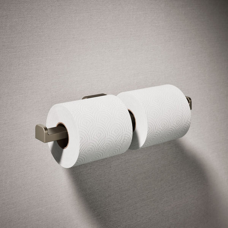Parallel Double Toilet Paper Holder, Brushed Bronze