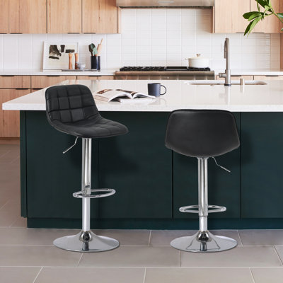 Towler Swivel Upholstered and Faux Leather Adjustable Height Bar Stool with Iron Frame