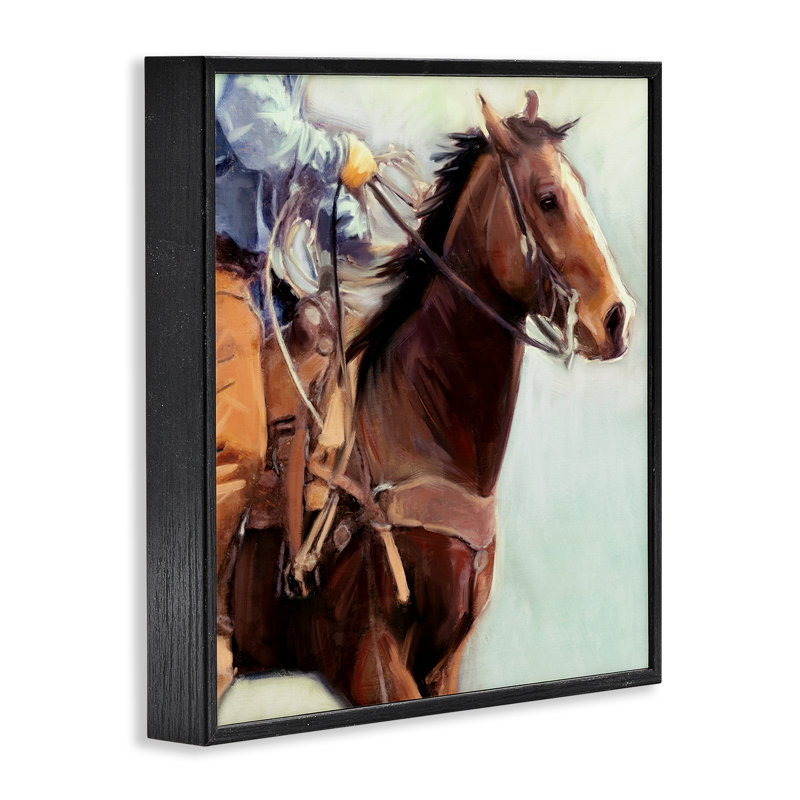 Giclée de galop par Cowboy de l'Ouest par Nina Blue, Giclée encadrée noir minuit, H 12 po x l 12 po