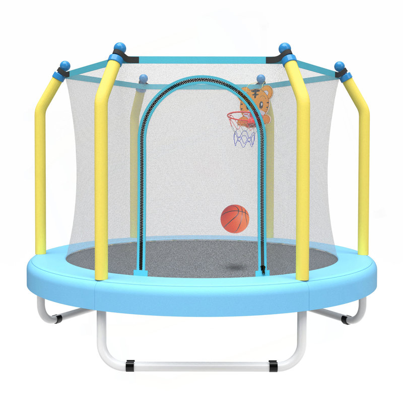 Trampoline de 55 pouces pour enfants avec trampoline intérieur et extérieur, Blue