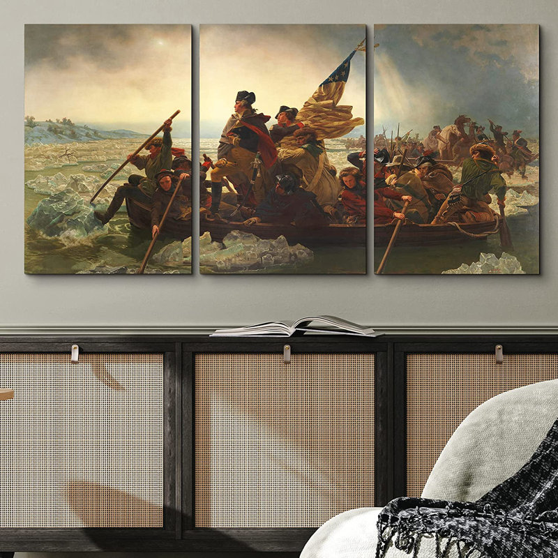 «George Washington Crossing the Delaware» par Emanuel Leutze, reproduction d'art sur toile tendue 3 pièces