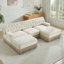 Tissu en velours confortable en forme de U respirant, canapé de style Chesterfield, jupe à franges à franges sur le plancher, conception combinée modulaire, conception ergonomique, conception capitonnée à boutons, pour chambre à coucher pour salon, beige