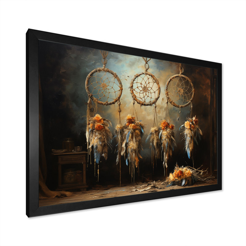 Attrape-rêves beige, attrait rustique I - Dreamcatcher, art mural pour le salon, H 30 po x l 40 po x P 1,5 po