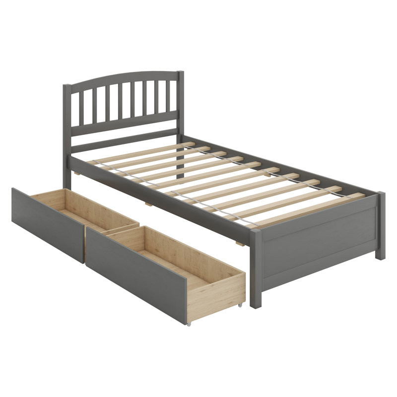 Vullo Slat Storage Bed, Gray
