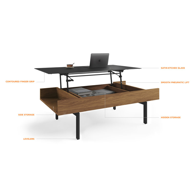 Reveal Glass Coffee Table, Natural Walnut