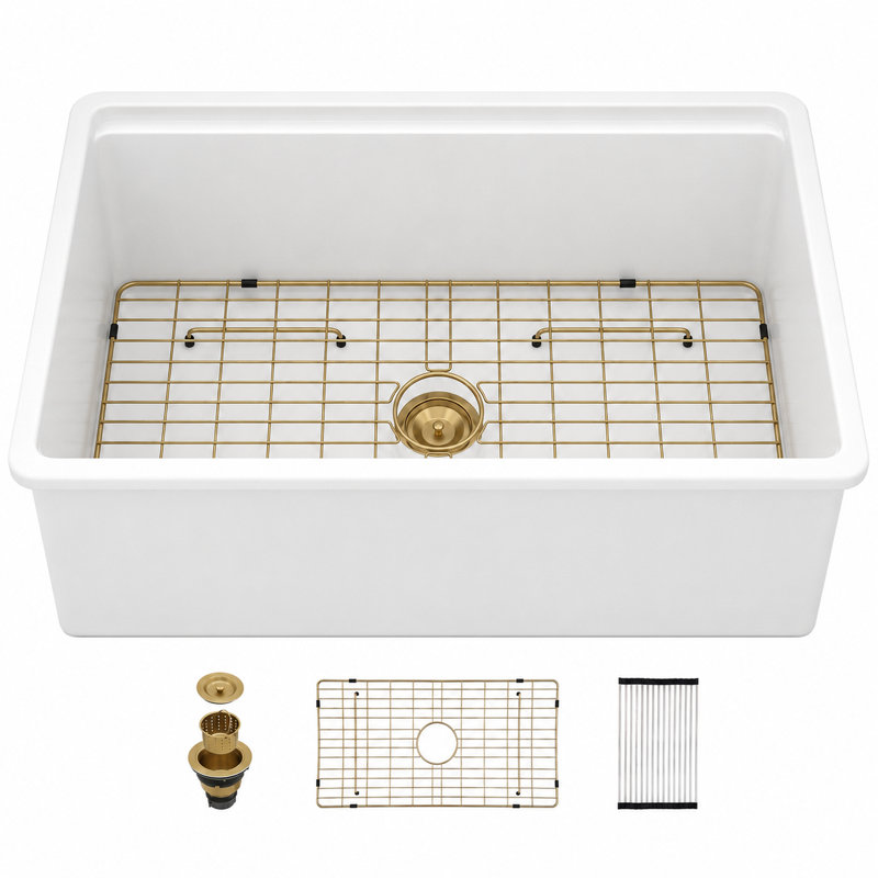 33" L X 19" W Ceramic Drop-In/Undermount  Kitchen Sink Workstation 10 Inch Deep Single Bowl Basin